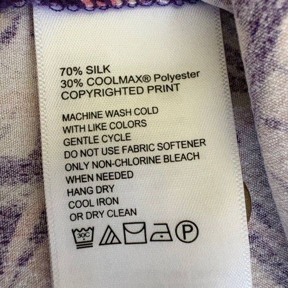 Tommy Bahama IslandZone Monstera Men LRG Purple Pink Silk Poly Coolmax Tropical - Picture 12 of 13